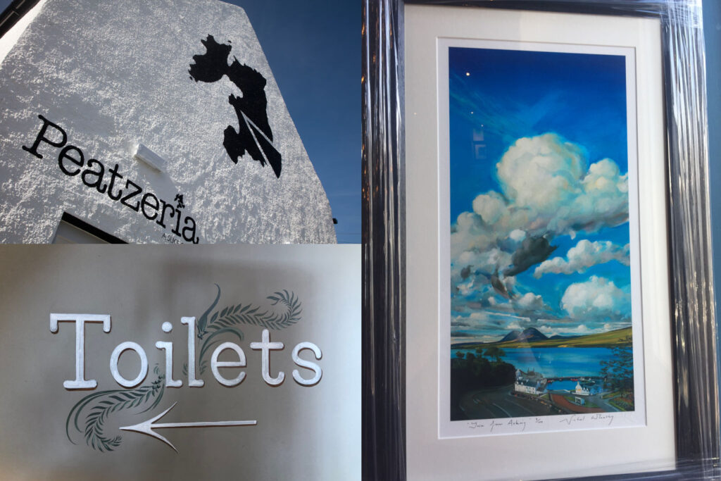 Various artwork around Peatzeria, painted by Nichol Wheatley