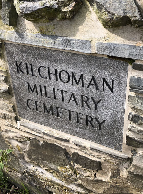 Sign on wall of Kilchoman Military Cemetery