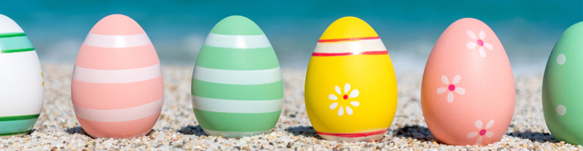Easter eggs on a beach