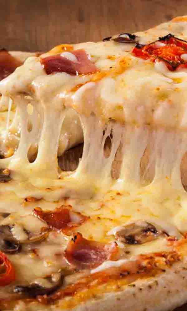 Pizza with melting cheese