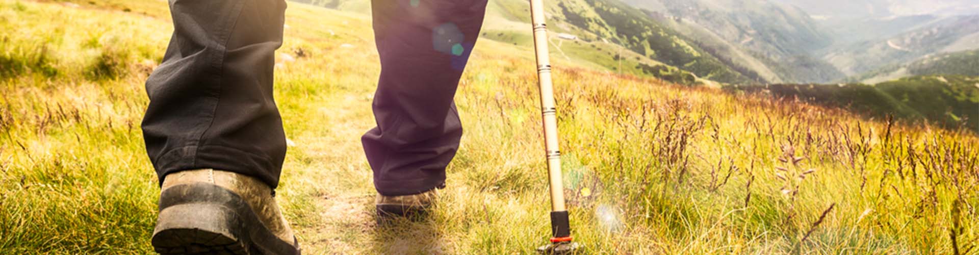 A person hiking in their walking boots