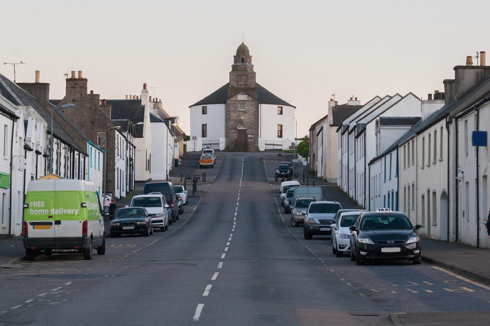 Round Church at the top of the street in Bowmore, Islay