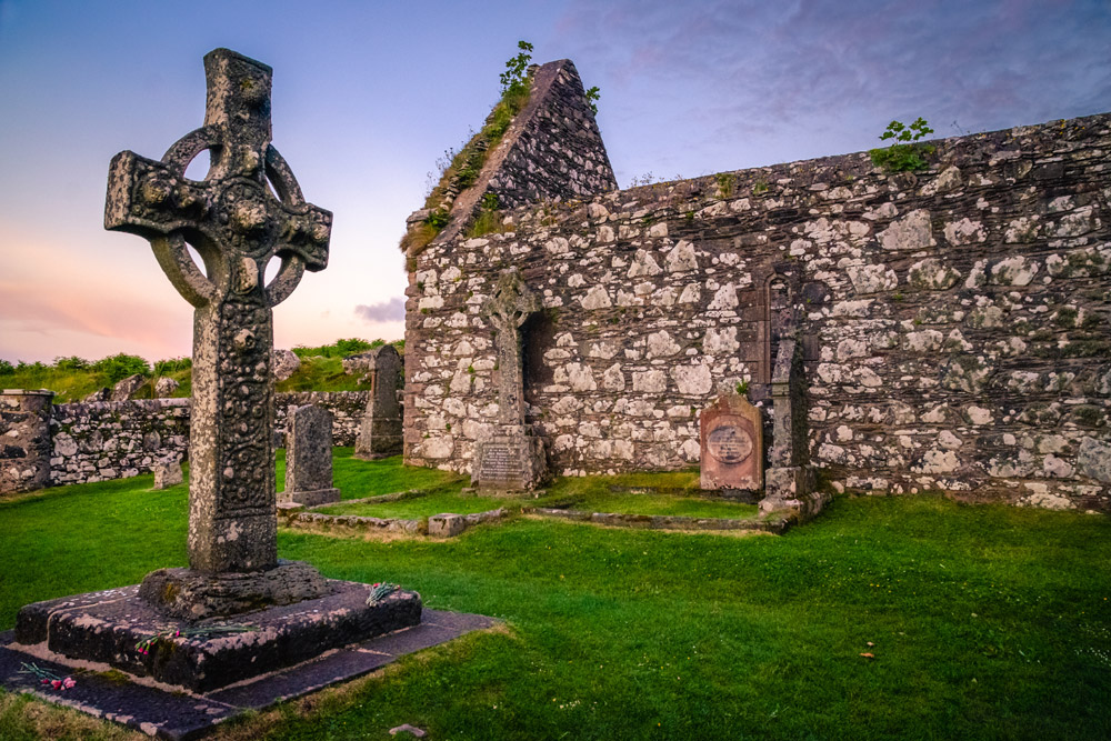 Kildalton Cross and church ruins on Islay