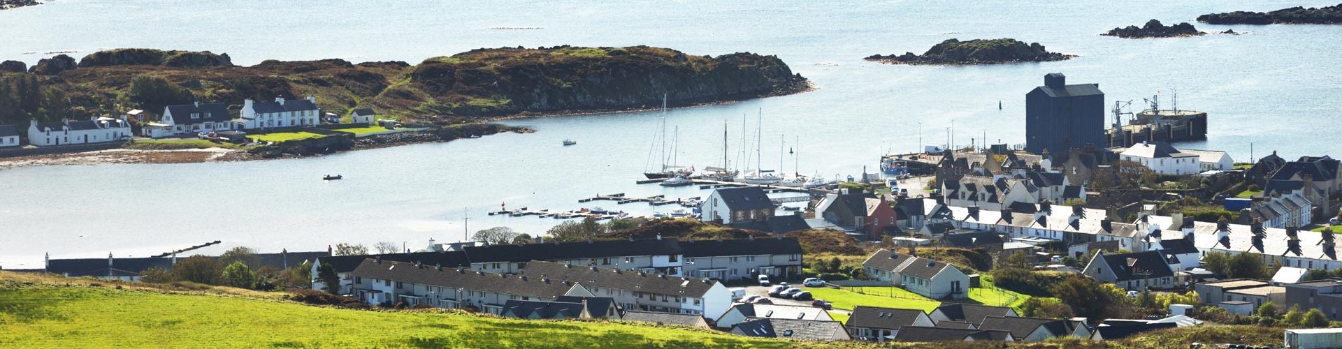 Aerial view of Port Ellen on the isle of Islay