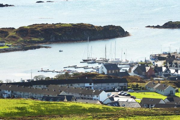 Aerial view of Port Ellen on the isle of Islay
