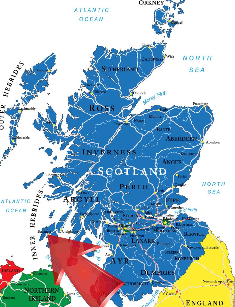 Map showing the location of Bowmore