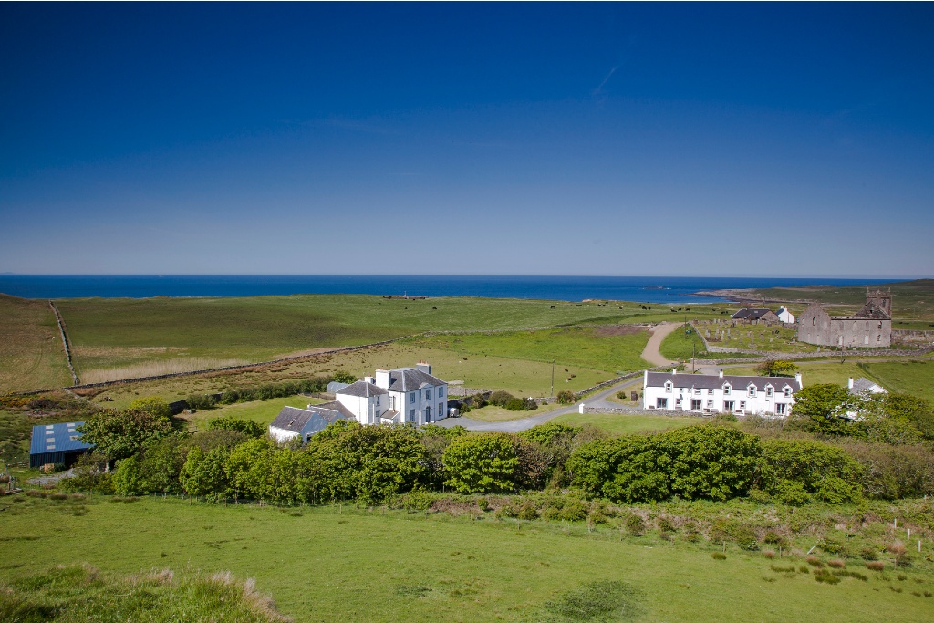 View from hill of Islay Cottages