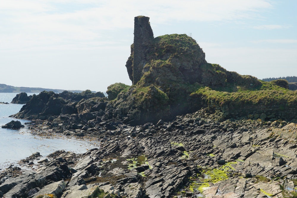 The ruins of Dunyvaig Castle next to Lagavulin Bay on the Isle of Islay