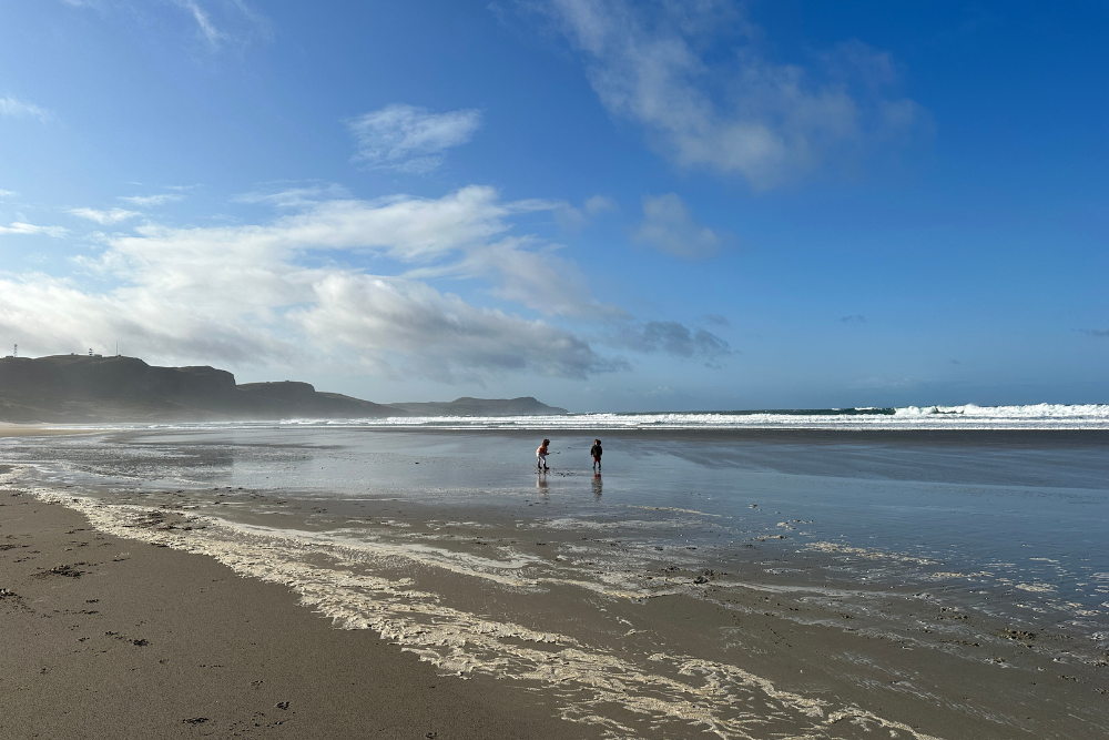 children playing making sand castles on Machir beach