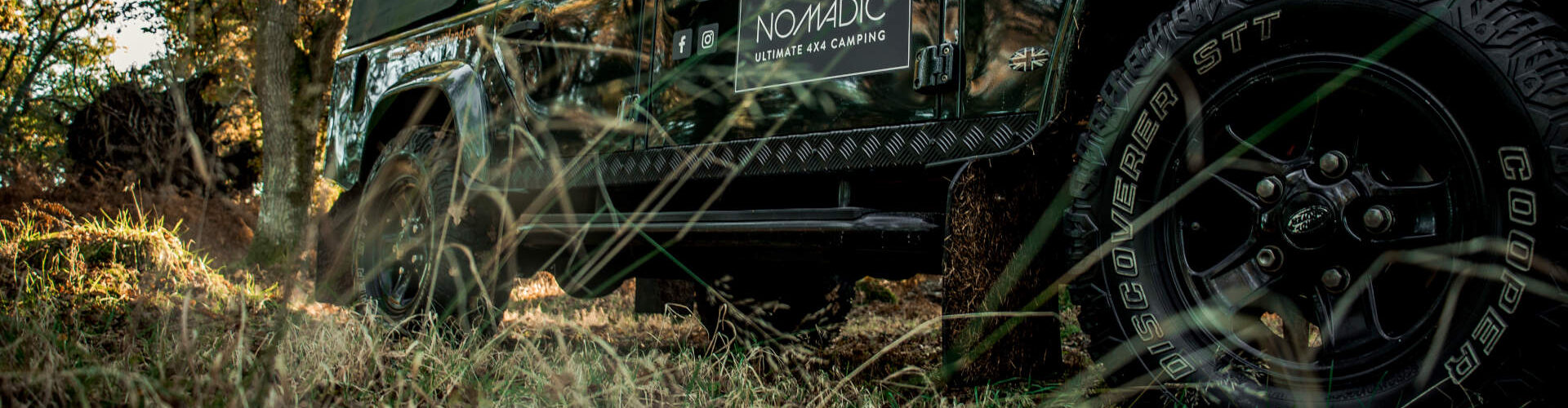 A Nomadic Scotland Land Rover close up of wheels